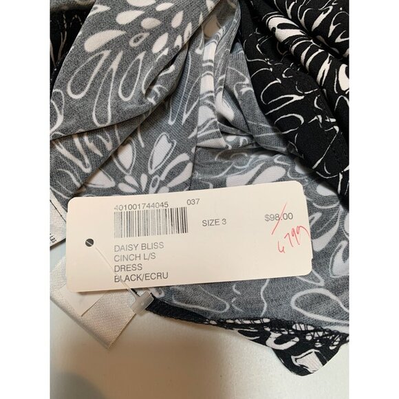 Chicos Womens Floral Wrap Dress Size 1 Black & White Stretchy Polyester Blend - Picture 7 of 7